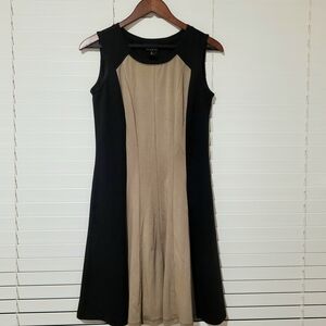 EnFocus Studio Black and Tan A-Line Midi Dress